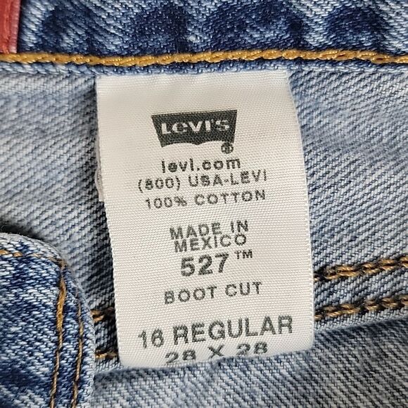 Levi's 527 red tab blue denim bootcut jeans Size 28 Juniors 16 - Picture 12 of 15